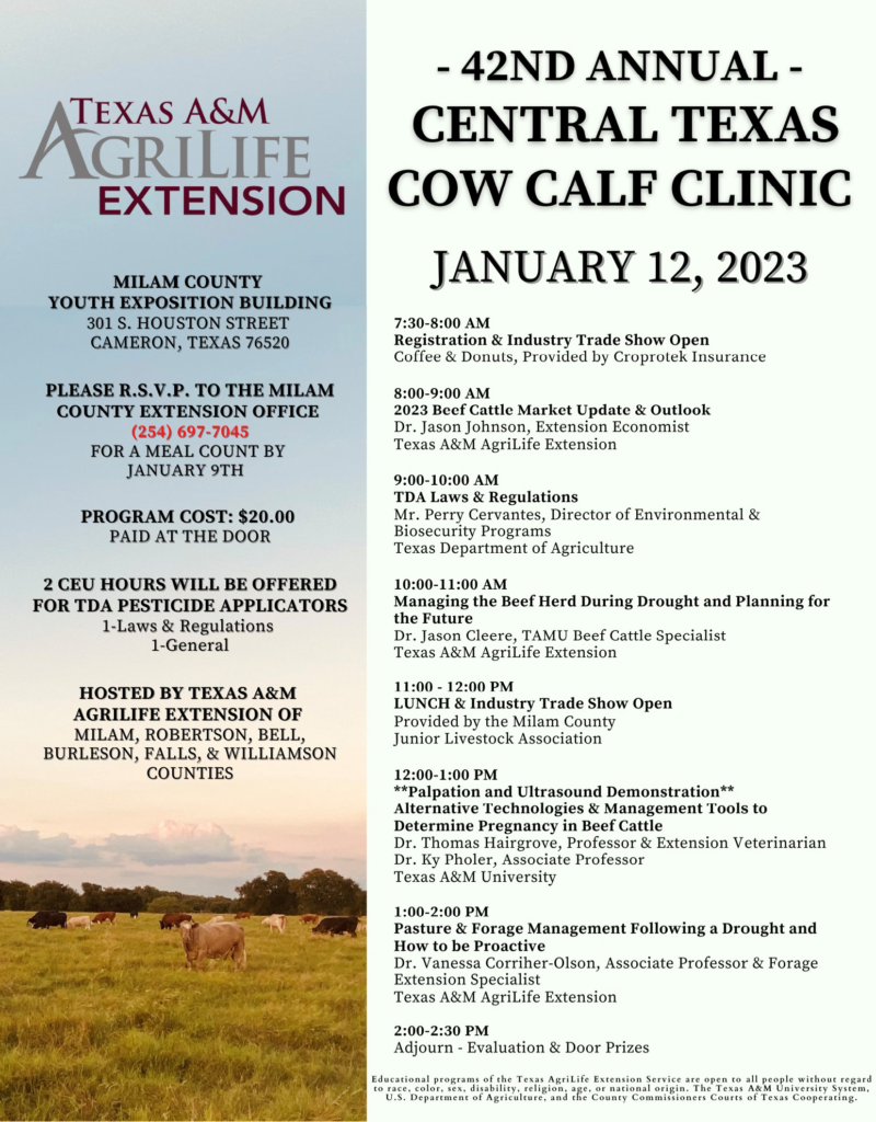 2023 Cow Calf Clinic Flyer