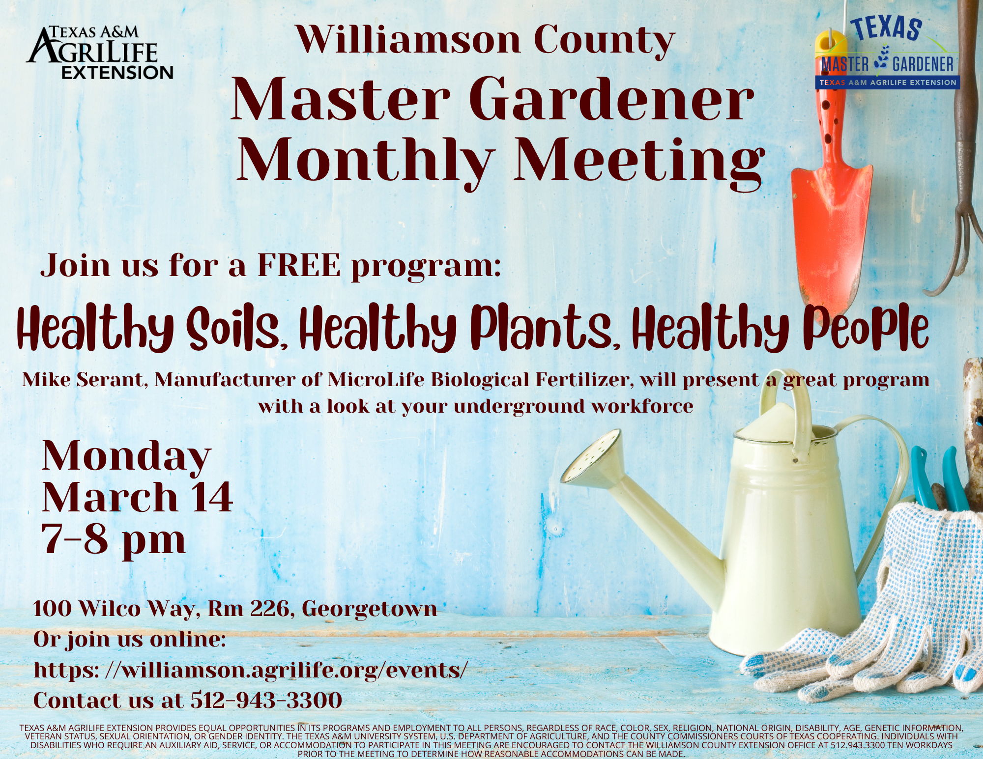Master Gardener Monthly Meeting Healthy Soils, Healthy Plants, Healthy People